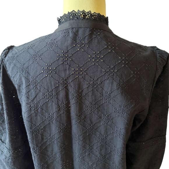 J MCLAUGHLIN FRANCOIS TOP EYELET COTTON BREATHABLE FEMININE BUTTON FRONT CHIC S - Picture 7 of 11
